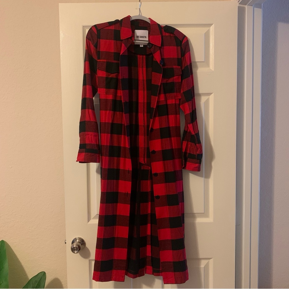 BB Dakota Red Buffalo Plaid Dress Coat